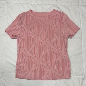 SHEIN Pink Wave Pattern Short Sleeve Top